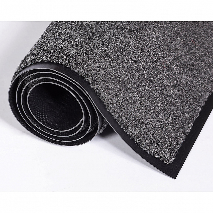 Rely-On Olefin Indoor Wiper Mat, Rectangular, Charcoal Gray Cut Pile Surface, 36" x 10 ft (GS0310CH)