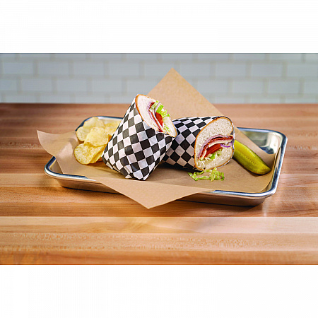 Grease-Resistant Food Wrap, 12 x 12, Black Check, 5,000/Carton (WG01006)