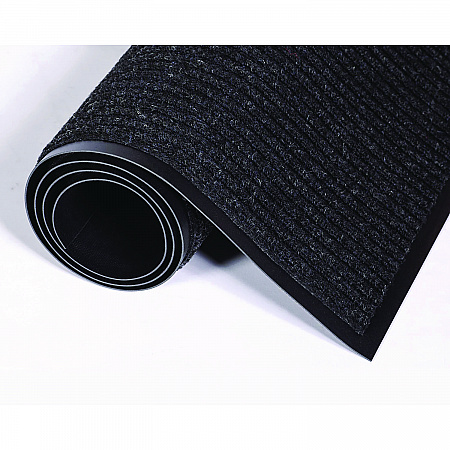 Needle-Rib Wiper/Scraper Mat, Rectangular, Charcoal Gray Ribbed Surface, 36