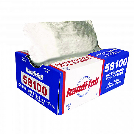 Interfolded Foil Sheets, 55 Gauge, 8 x 10.75, 500/Box, 6 Boxes/Carton (58100)
