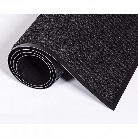 Needle-Rib Wiper/Scraper Mat, Rectangular, Charcoal Gray Ribbed Surface, 36