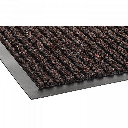 Needle-Rib Wiper/Scraper Mat, Rectangular, Brown Ribbed Surface, 36
