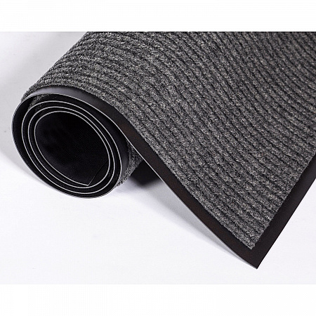 Needle-Rib Wiper/Scraper Mat, Rectangular, Gray Ribbed Surface, 36