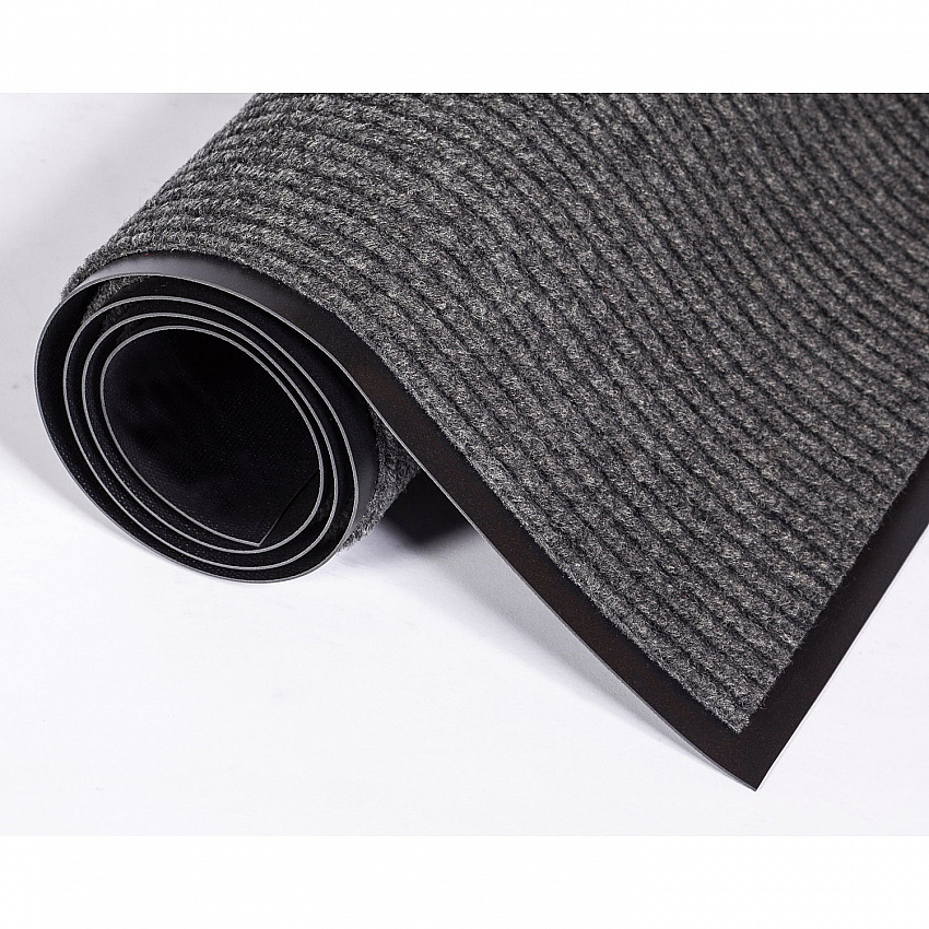 Needle-Rib Wiper/Scraper Mat, Rectangular, Gray Ribbed Surface, 36" x 10 ft (NR0310GY)