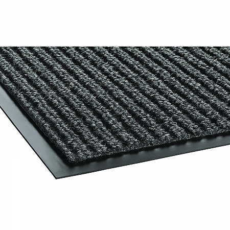 Needle-Rib Wiper/Scraper Mat, Rectangular, Gray Ribbed Surface, 36