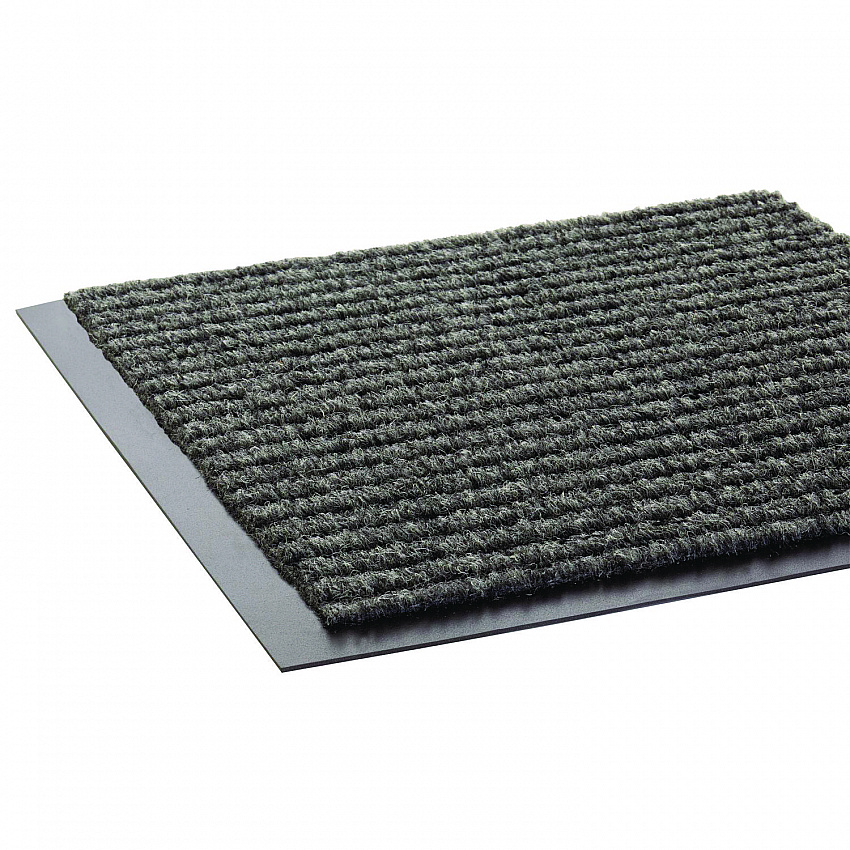 Needle-Rib Wiper/Scraper Mat, Rectangular, Gray Ribbed Surface, 36" x 10 ft (NR0310GY)