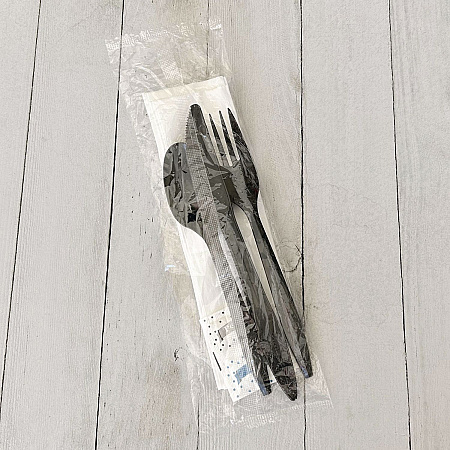 Six-Piece Cutlery Kit, Mediumweight, Fork/Knife/Napkin/Pepper/Salt/Spoon, 5.86