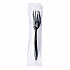 Mediumweight Wrapped Polypropylene Cutlery, Fork, Plastic, Black, 1,000/Carton (FORKBLPPIW)