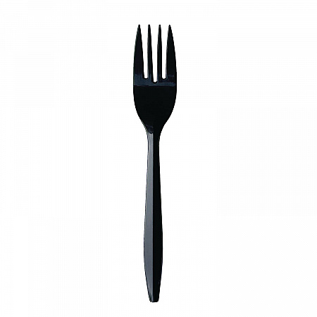 Mediumweight Wrapped Polypropylene Cutlery, Fork, Plastic, Black, 1,000/Carton (FORKBLPPIW)