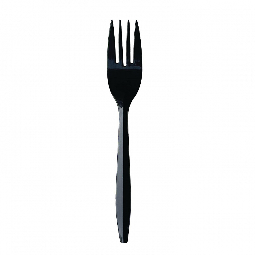 Mediumweight Wrapped Polypropylene Cutlery, Fork, Plastic, Black, 1,000/Carton (FORKBLPPIW)