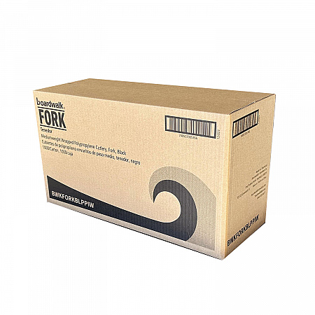 Mediumweight Wrapped Polypropylene Cutlery, Fork, Plastic, Black, 1,000/Carton (FORKBLPPIW)