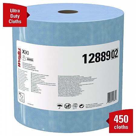 X90 Cloths, Jumbo Roll, 2-Ply, 12.4 x 12.2, Blue Denim, 450/Roll (12889)