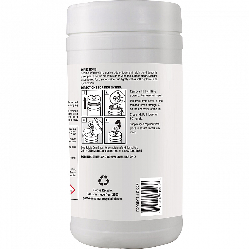 Stainless Steel Cleaner Wipes, 9.5 x 12, Citrus, Purple, 40 Wipes/Canister, 6 Canisters/Carton (993)