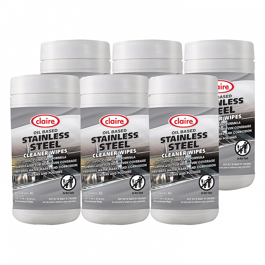 Stainless Steel Cleaner Wipes, 9.5 x 12, Citrus, Purple, 40 Wipes/Canister, 6 Canisters/Carton (993)