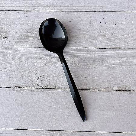 Mediumweight Polypropylene Cutlery, Soup Spoon, Plastic, Black, 1,000/Carton (SOUPBLMW)