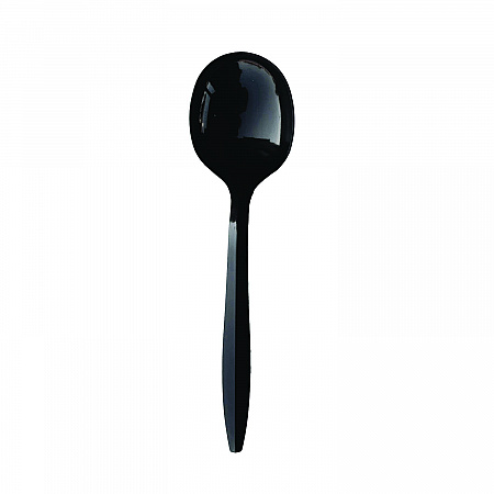Mediumweight Polypropylene Cutlery, Soup Spoon, Plastic, Black, 1,000/Carton (SOUPBLMW)