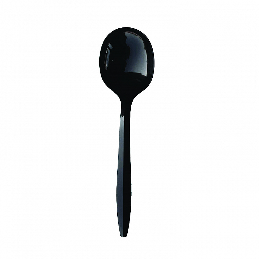 Mediumweight Polypropylene Cutlery, Soup Spoon, Plastic, Black, 1,000/Carton (SOUPBLMW)