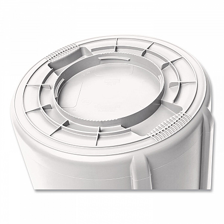 Vented Round Brute Container, 10 gal, Plastic, White (2610WHI)