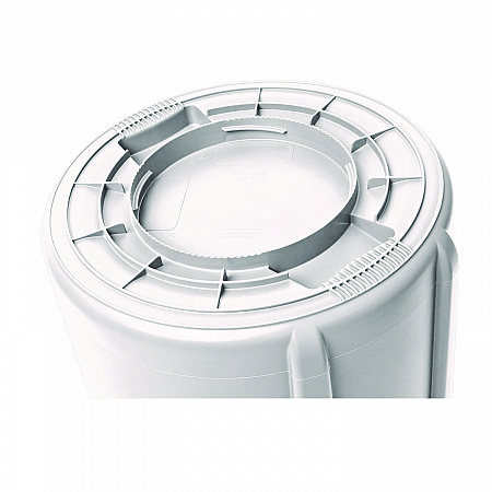 Vented Round Brute Container, 32 gal, Plastic, White (2632WHI)