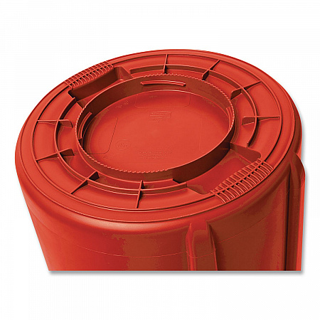 Vented Round Brute Container, 10 gal, Plastic, Red, 6/Carton (2610REDCT)