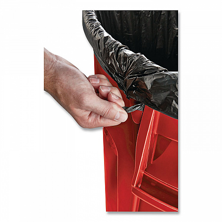 Vented Round Brute Container, 10 gal, Plastic, Red, 6/Carton (2610REDCT)