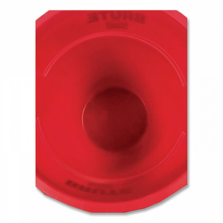 Vented Round Brute Container, 10 gal, Plastic, Red, 6/Carton (2610REDCT)