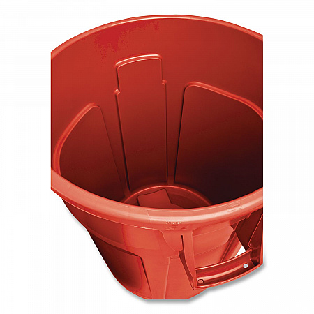 Vented Round Brute Container, 10 gal, Plastic, Red, 6/Carton (2610REDCT)