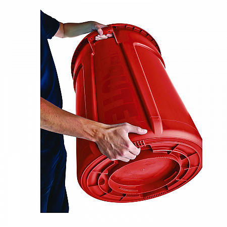 Vented Round Brute Container, 32 gal, Plastic, Red (2632RED)
