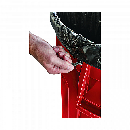Vented Round Brute Container, 44 gal, Plastic, Red (264360REDEA)