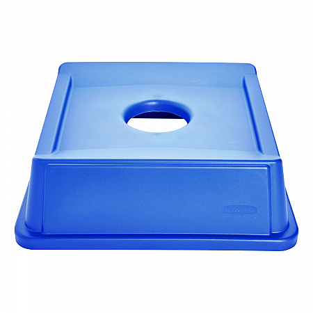 Untouchable Bottle and Can Recycling Top, Round Opening,  20.13w x 20.13d x 6.25h, Blue (2791BLU)