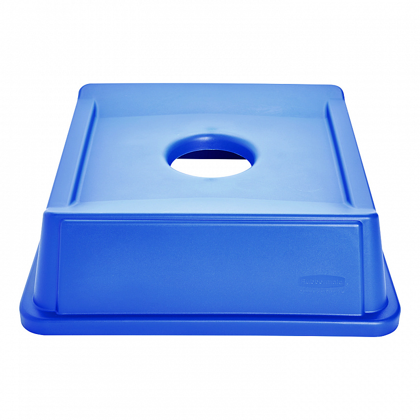 Untouchable Bottle and Can Recycling Top, Round Opening,  20.13w x 20.13d x 6.25h, Blue (2791BLU)