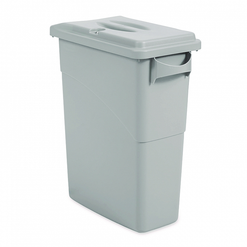 Slim Jim Confidential Document Waste Receptacle with Lid, 23 gal, Light Gray (9W15LGY)