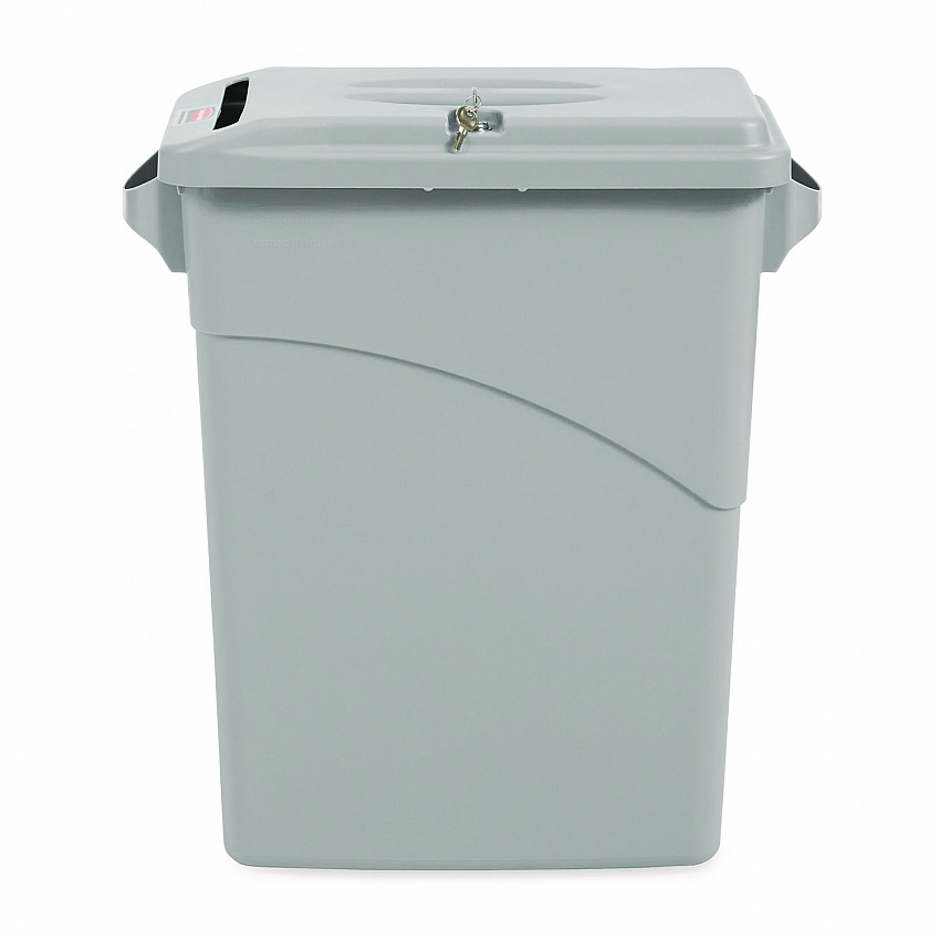 Slim Jim Confidential Document Waste Receptacle with Lid, 23 gal, Light Gray (9W15LGY)