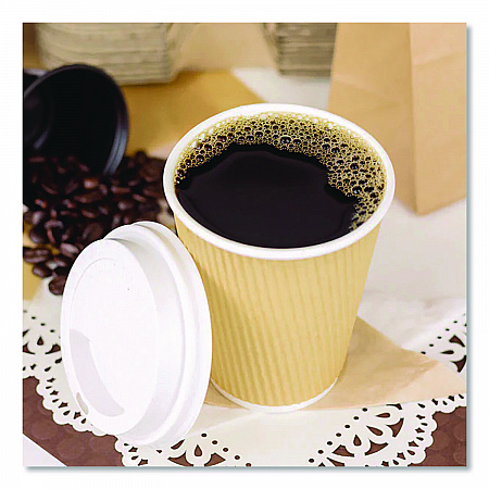 Ripple Hot Cups, 12 oz, Paper, Kraft/White, 500/Carton (CKRC512)