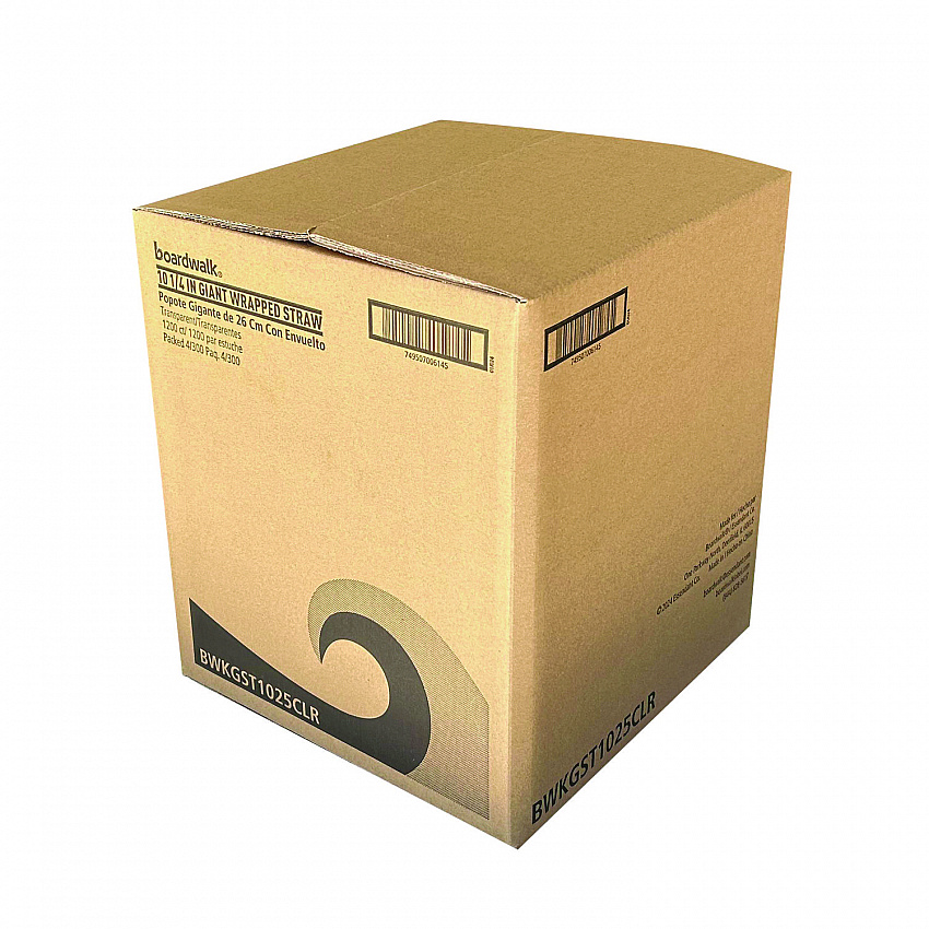 Wrapped Giant Straws, 10.25", Polypropylene, Red, 300/Pack, 4 Packs/Carton (GST1025RD)
