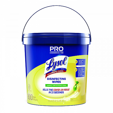 Professional Disinfecting Wipe Bucket, 1-Ply, 6 x 8, Lemon and Lime Blossom, White, 800 Wipes/Bucket, 2 Buckets/Carton (99856CT)