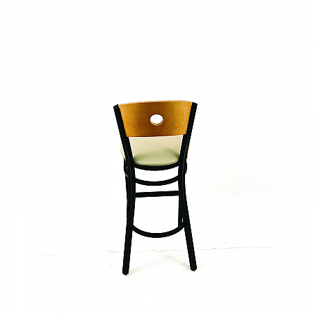 Circle Series Barstool, Supports Up to 300 lb, 28.5" Seat Height, Taupe Seat, Natural Back, Black Base (CRBBVTAUD)