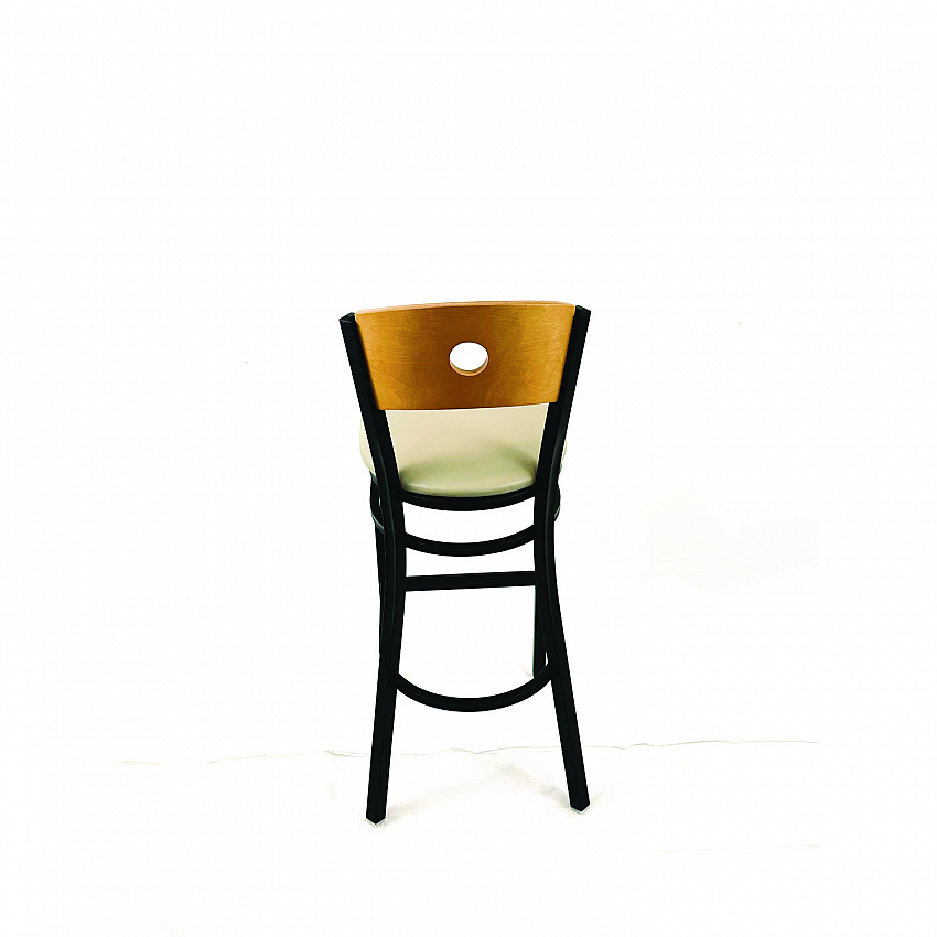 Circle Series Barstool, Supports Up to 300 lb, 28.5" Seat Height, Taupe Seat, Natural Back, Black Base (CRBBVTAUD)