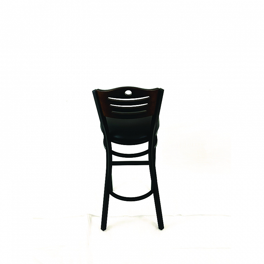 Eagle Series Barstool, Supports Up to 300 lb, 28.5" Seat Height, Black Seat, Dark Walnut Back, Black Base (EBBVBLKC)