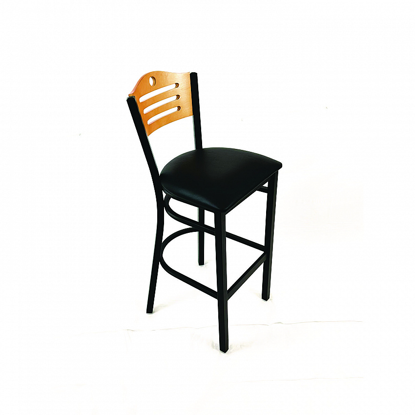 Eagle Series Barstool, Supports Up to 300 lb, 28.5" Seat Height, Black Seat, Natural Back, Black Base (EBBVBLKD)