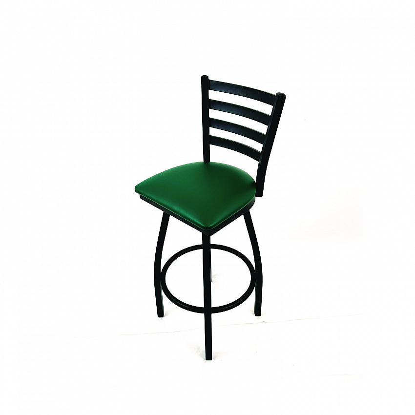 Boggs Series Barstool, Supports Up to 300 lb, 30.5" Seat Height, Green Seat, Black Back, Black Base (BBBVSGRN)