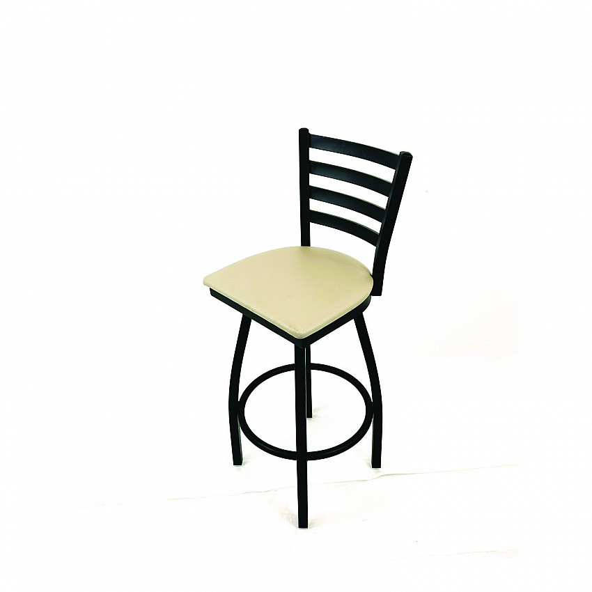 Boggs Series Barstool, Supports Up to 300 lb, 30.5" Seat Height, Taupe Seat, Black Back, Black Base (BBBVSTAU)