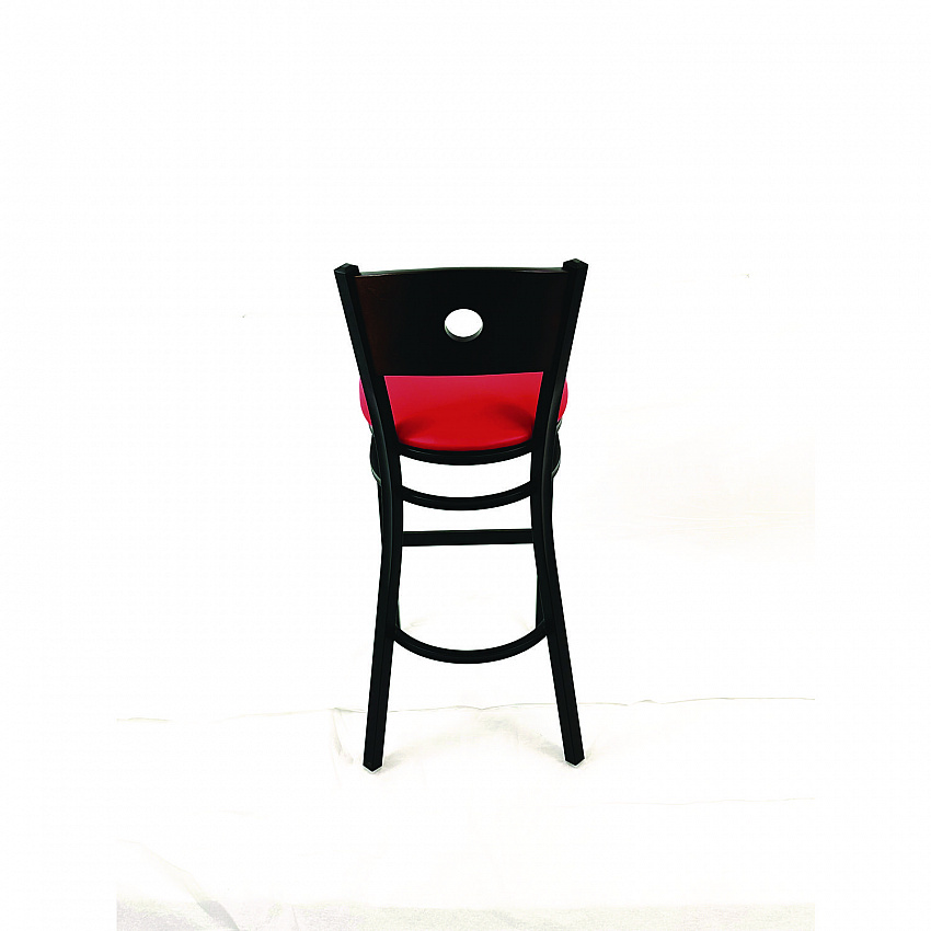 Circle Series Barstool, Supports Up to 300 lb, 28.5" Seat Height, Red Seat, Dark Walnut Back, Black Base (CRBBVREDC)