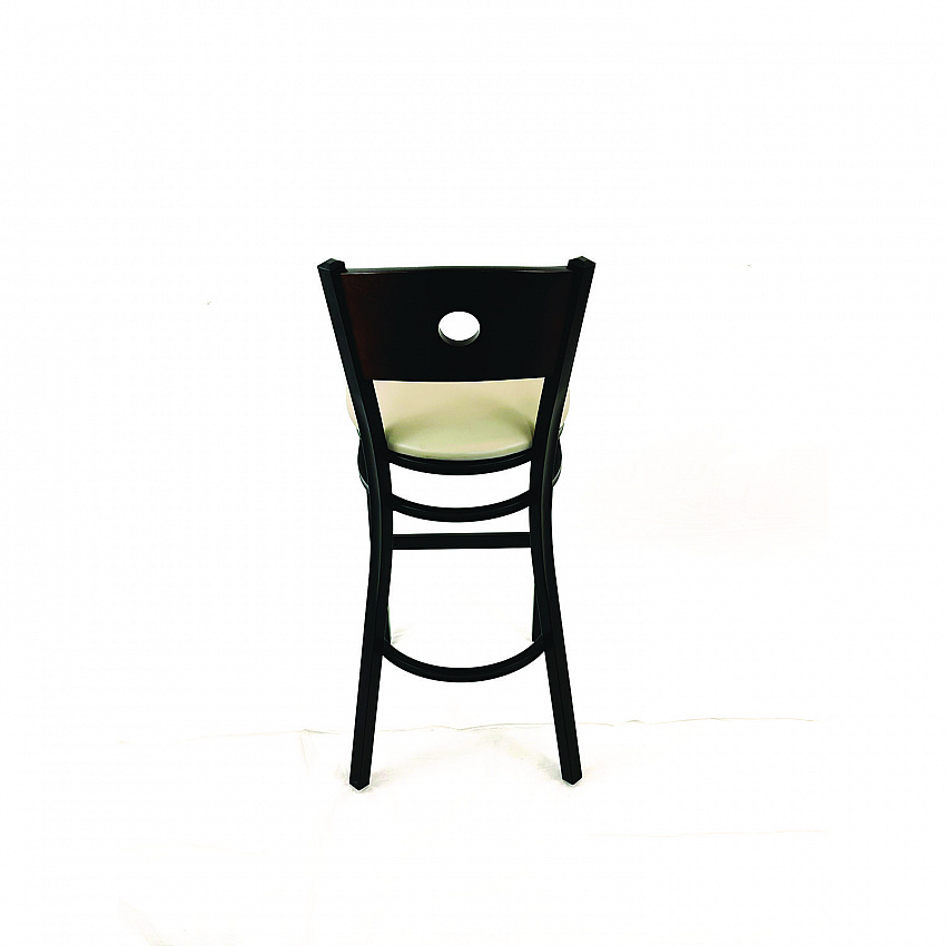 Circle Series Barstool, Supports Up to 300 lb, 28.5" Seat Height, Taupe Seat, Dark Walnut Back, Black Base (CRBBVTAUC)
