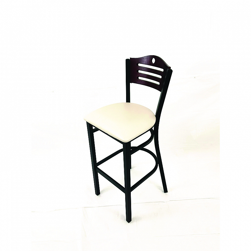 Eagle Series Barstool, Supports Up to 300 lb, 28.5" Seat Height, Cream Seat, Dark Mahogany Back, Black Base (EBBVCRMB)