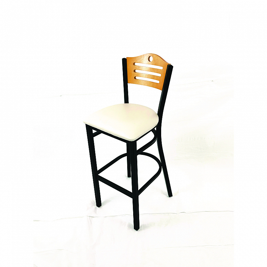 Eagle Series Barstool, Supports Up to 300 lb, 28.5" Seat Height, Cream Seat, Natural Back, Black Base (EBBVCRMD)