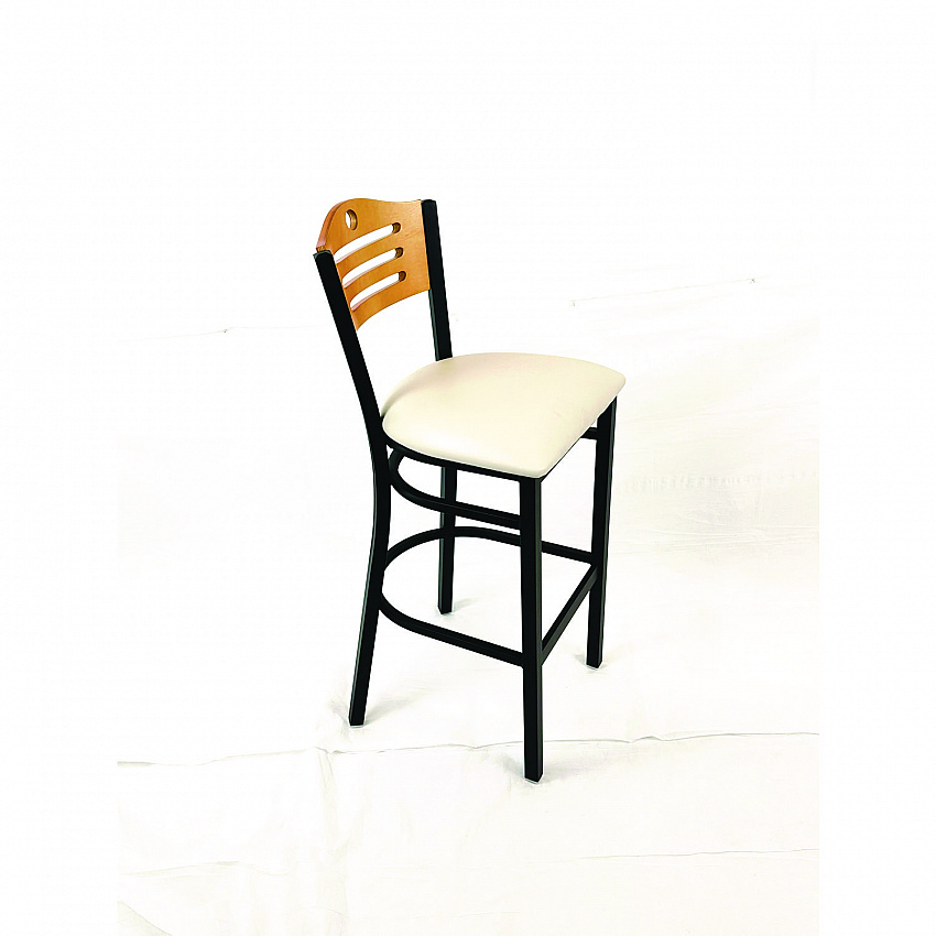 Eagle Series Barstool, Supports Up to 300 lb, 28.5" Seat Height, Cream Seat, Natural Back, Black Base (EBBVCRMD)