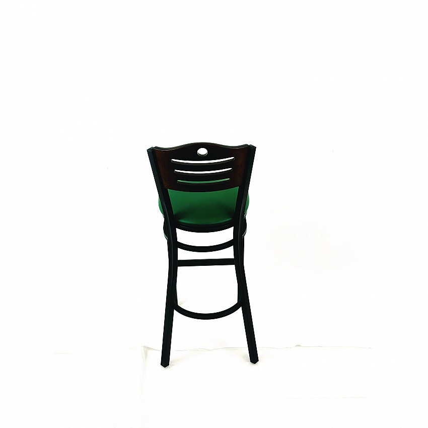 Eagle Series Barstool, Supports Up to 300 lb, 28.5" Seat Height, Green Seat, Dark Walnut Back, Black Base (EBBVGRNC)