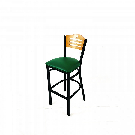 Eagle Series Barstool, Supports Up to 300 lb, 28.5" Seat Height, Green Seat, Natural Back, Black Base (EBBVGRND)