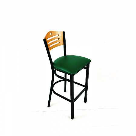Eagle Series Barstool, Supports Up to 300 lb, 28.5" Seat Height, Green Seat, Natural Back, Black Base (EBBVGRND)